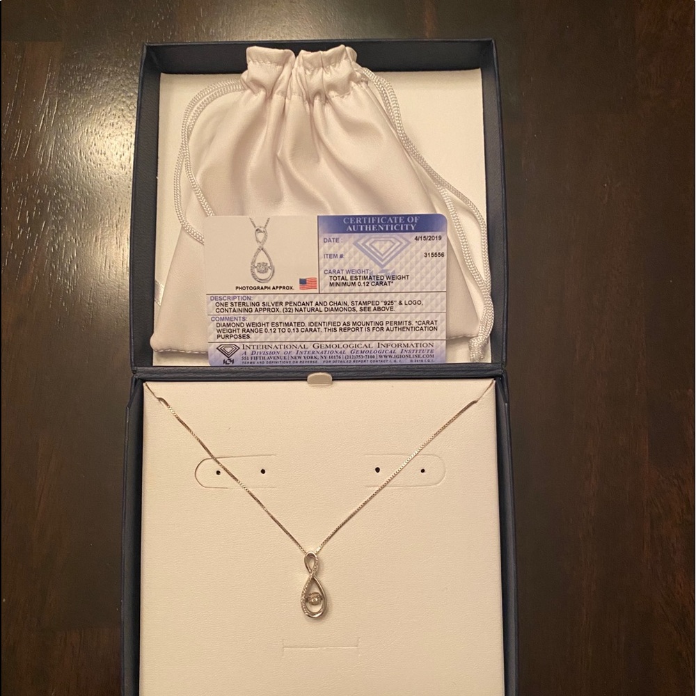 Dancing Diamond Certified Sterling  925 Necklace
